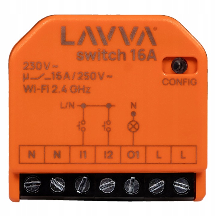Vypínač relé Lavva Switch 16A WiFi 1- kanál měří watty Smart Home