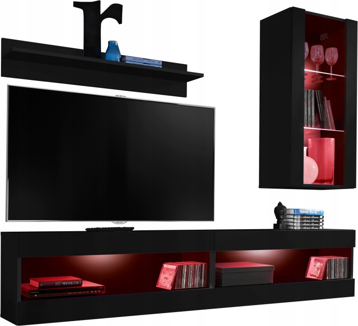 Sada nábytku Rtv Tivoli SET5 Černá/Černá, Rgb Led