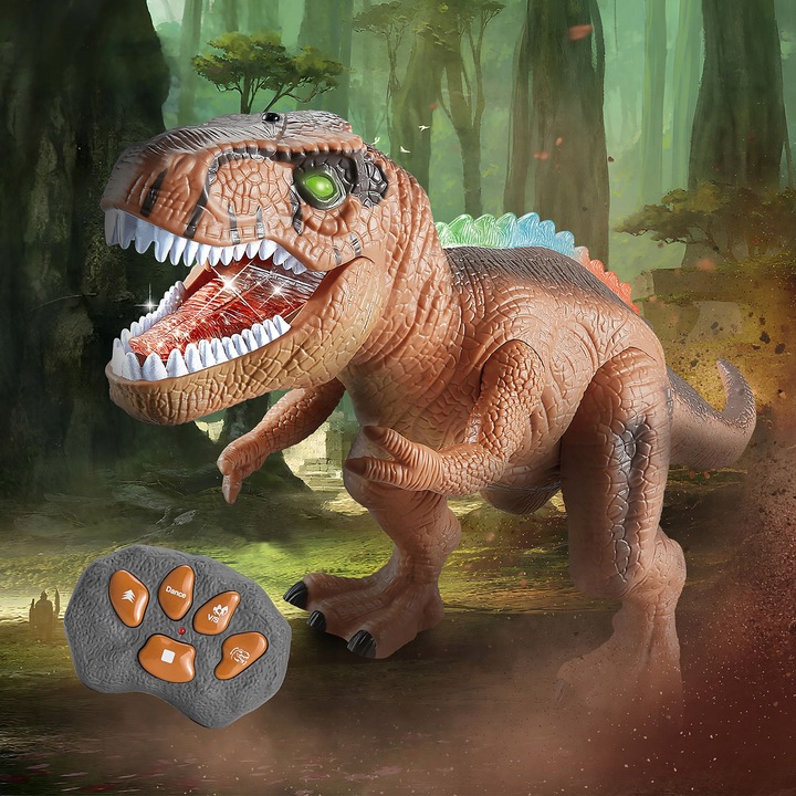 DINOSAUR FOR CHILDREN REMOTE CONTROLLED ROBOT TOY ON REMOTE CONTROL ROARS Product width 42 cm