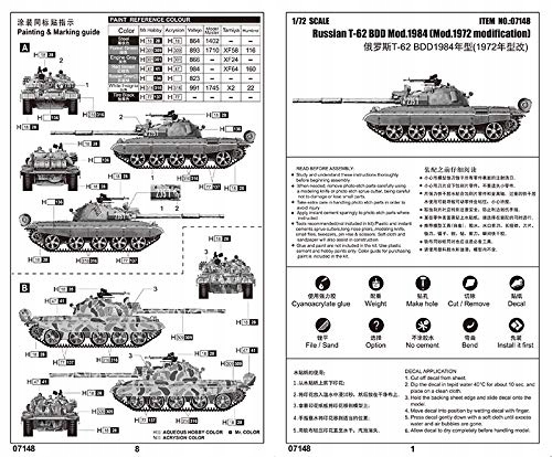 Trumpeter 07148 Танк T-62 BDD Mod.1984 модель для склеювання 1/72 — фото 5