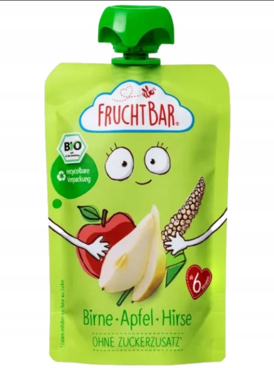 Пюре фруктовий (груша яблуко просо) Біо 100 г, FRUCHTBAR