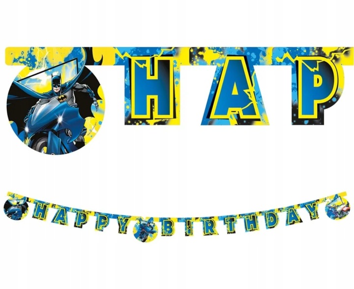 Банер паперовий гірлянда Happy Birthday Batman 200 см День народження