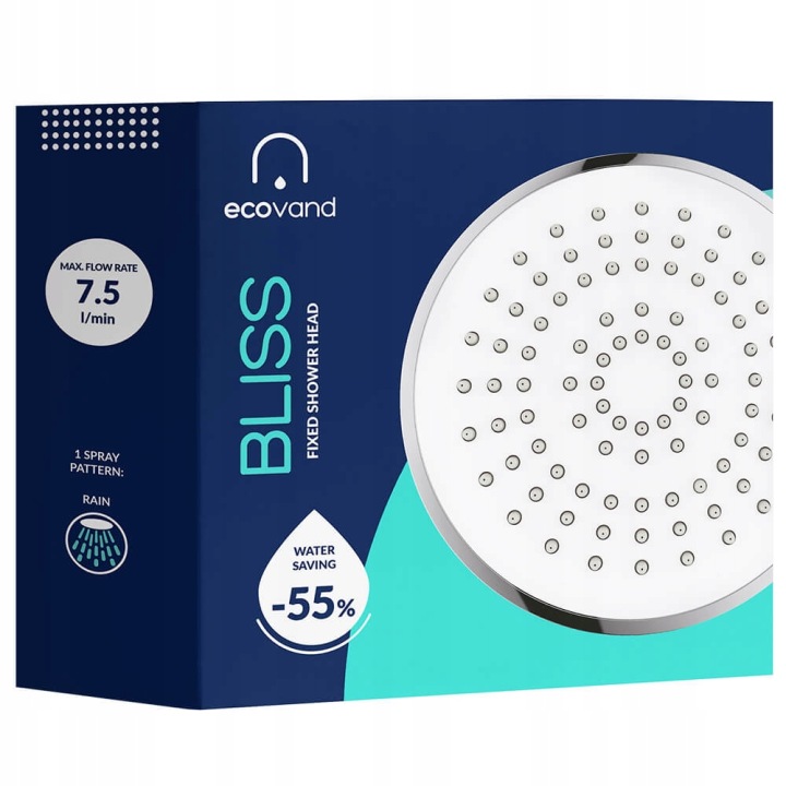 Rotační Dešťová Sprcha EcoVand Bliss Úsporná 55% Vody, snadno se čistí