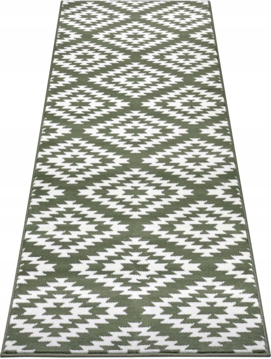 Koberec Běhoun 80x400 cm do chodby-předsíně, moderní, zeleno krémový
