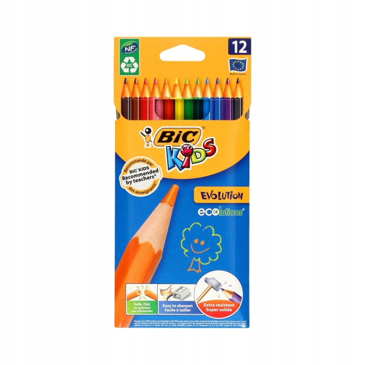 Олівці кольорові трикутні BIC Kids Evolution 12 шт. — фото 9