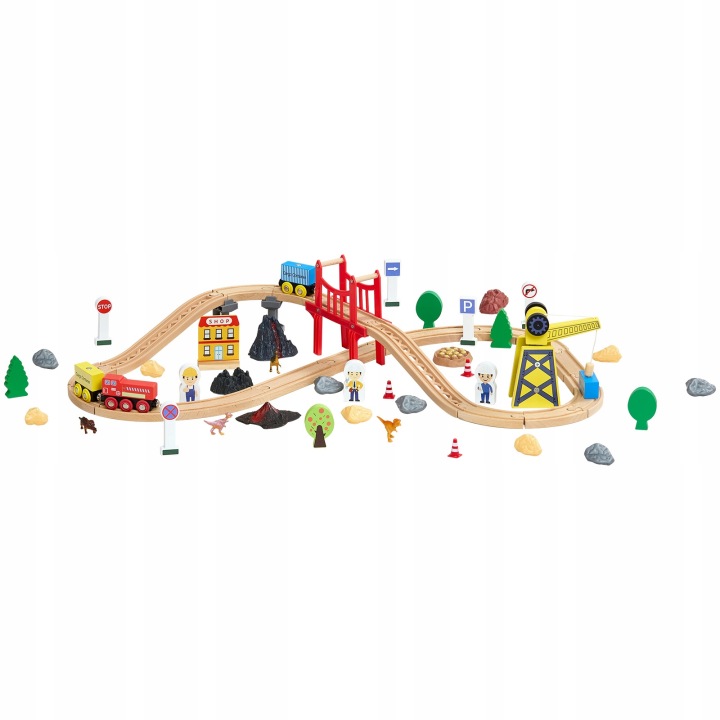 Дерев'яна Залізниця 70 Елементів Будівництво/Транспорт Іграшка Залізнична — фото 3