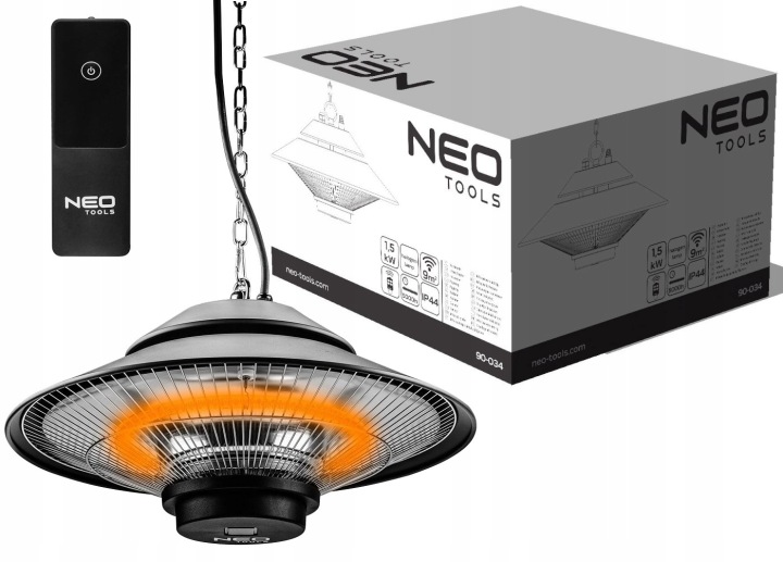Stropní zářič 1500W dálkové ovládání halogenová topná lampa na terasu Neo