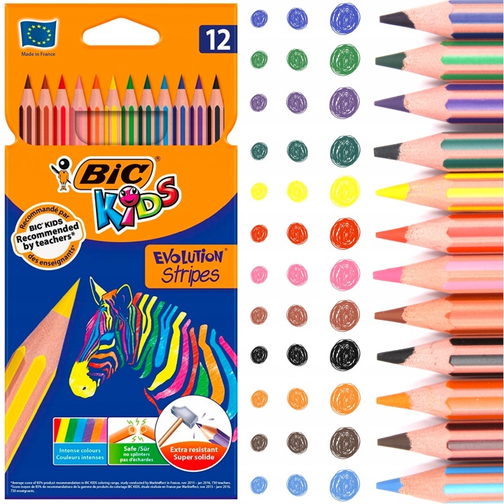 BIC KIDS EVOLUTION смужки кольорові олівці 12 кол. — фото 6