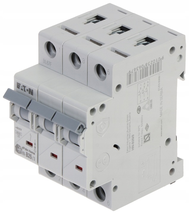 Nadproudový Vypínač HN-B25/3 Třífázový 25A Typ B Eaton
