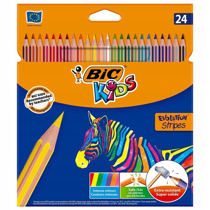 Кольорові олівці BIC Kids Evolution Смужки 24 шт.