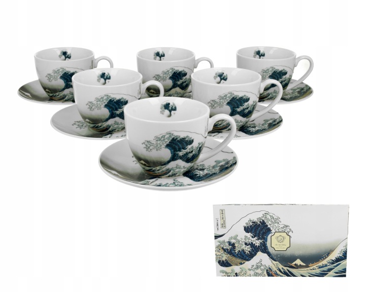 Sada šálků na kávu porcelánová 6 ks The Great Wave Hokusai