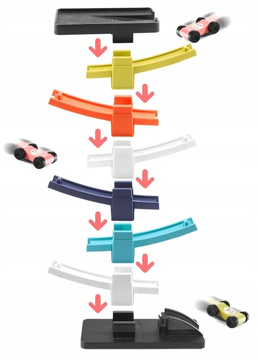 SLIDE FOR CARS 8 LEVELS LAUNCHER TRACK FOR CHILDREN + 6 CARS Model ORBITAL GLIDER