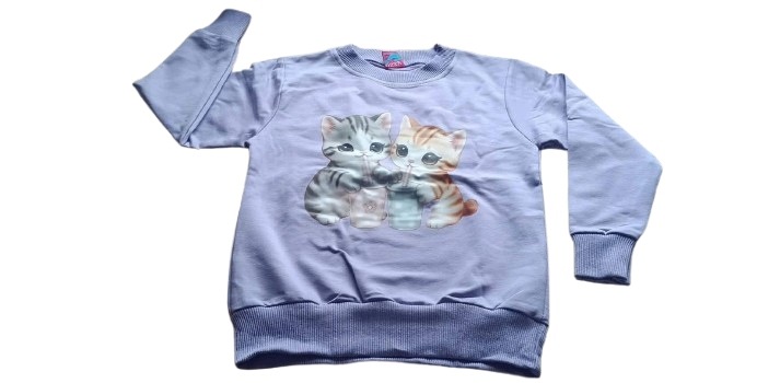Dres komplet dla dziewczynki bluza spodnie kotki fiolet — zdjęcie 4