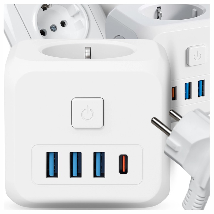 Rozbočka Síťový 3 Zásuvky Zásuvka Rozdělovač Portů Usb Usb C Kostka