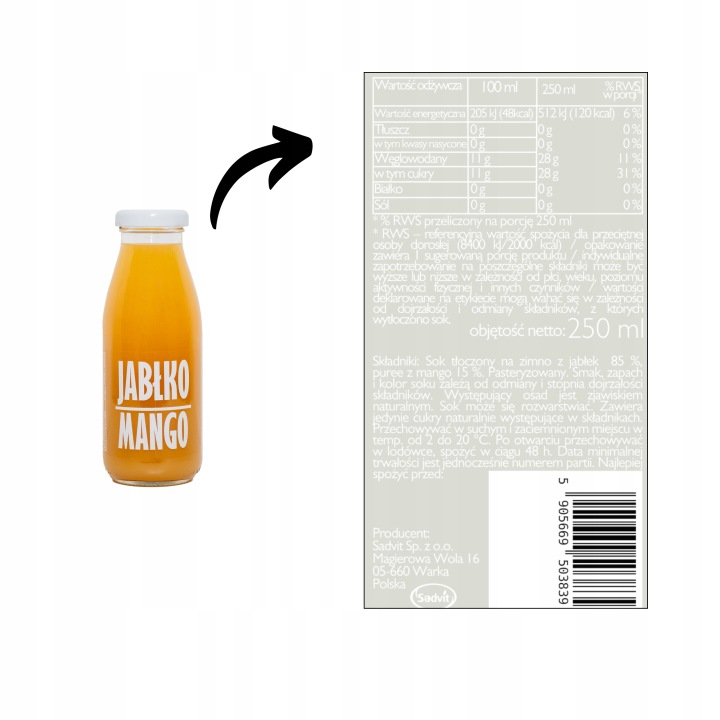 Сік яблуко манго натуральний 100% 250 мл тиснений на холод на пікнік — фото 13