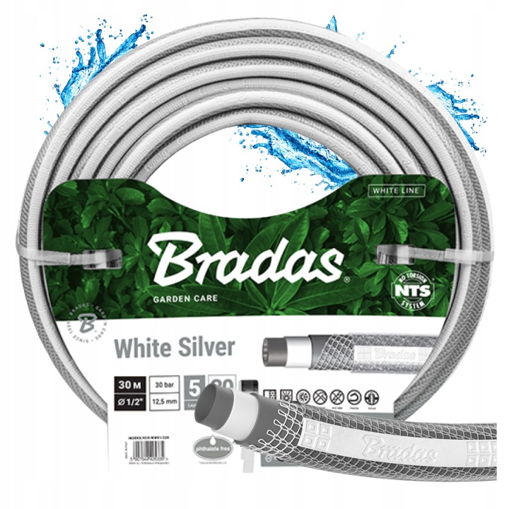 Hadice 5 Vrstev 1/2" 30 m Elastická Svinovací Nts White Silver