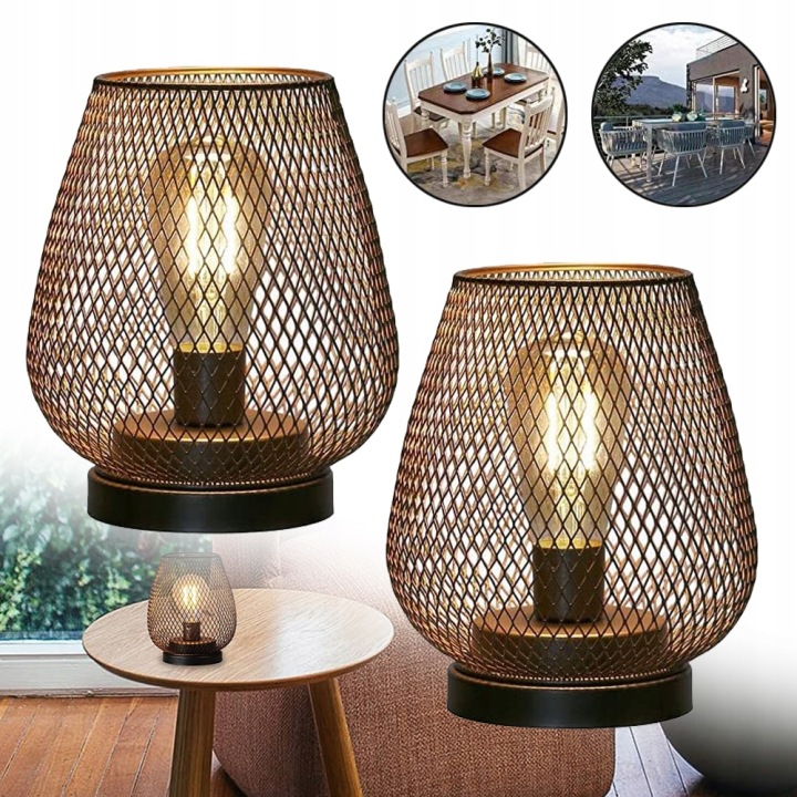 2 Ks Stolních Lamp S Kovovou Klecí, Bezdrátové Akcentní Světlo