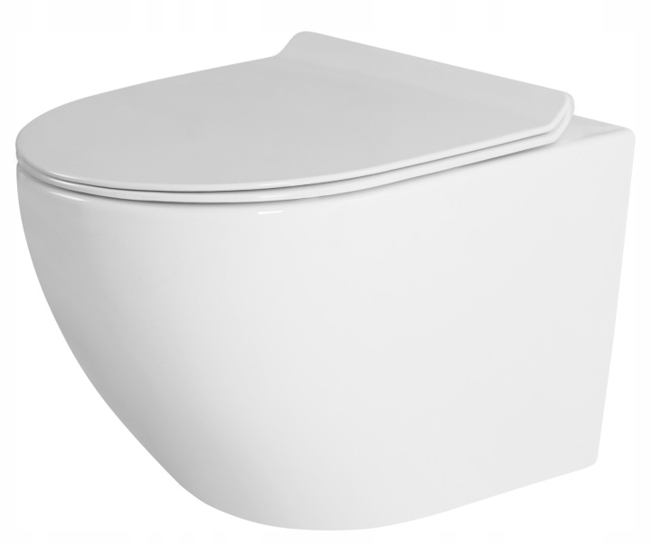 Závěsná Wc Mísa Rimless Bez Příruby, Bílá, S Toaletní Deskou