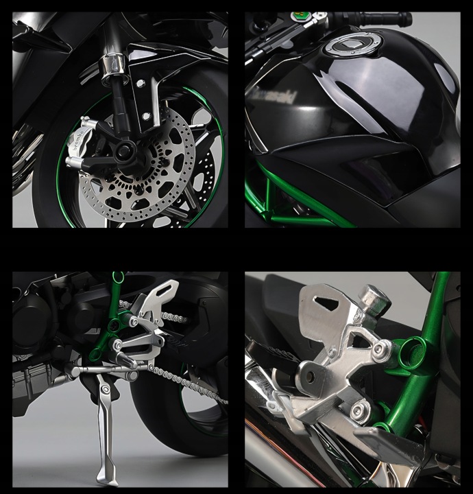 Модель Мотоцикла Kawasaki Ніндзя H2R 1:9 Дим Звук Двигуна Привід Вогні Led — фото 12