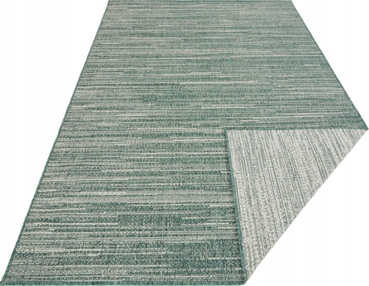 Koberec na terasu 80 x 150 cm, zeleno krémový oboustranný, plochý tkaný