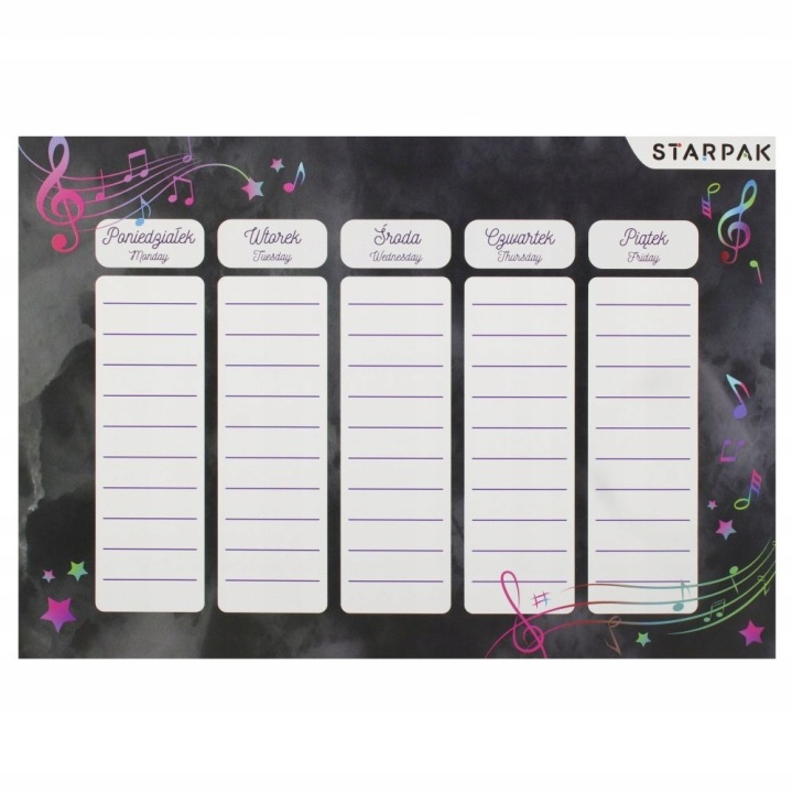 Розклад уроків з табличкою множення A5 музика STARPAK 536147 STARPAK — фото 2