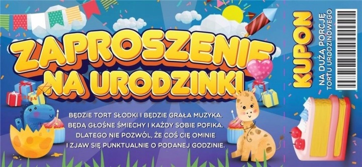 Запрошення на день народження Yeku товстий папір з купоном