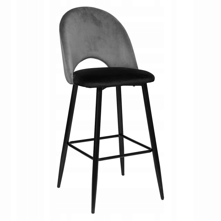 Velurová Barová Židle Barová Židle do kuchyňského ostrůvku Šedá 110 cm velvet