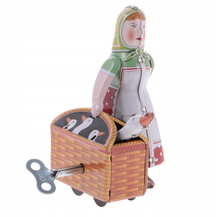 Wind Up Tin Toy Селянська Жінка З Кошиком