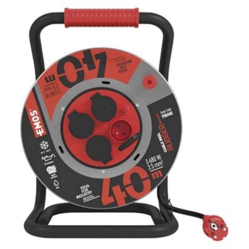 Buben 4 zásuvky, 40m, 2,5mm, guma neopren