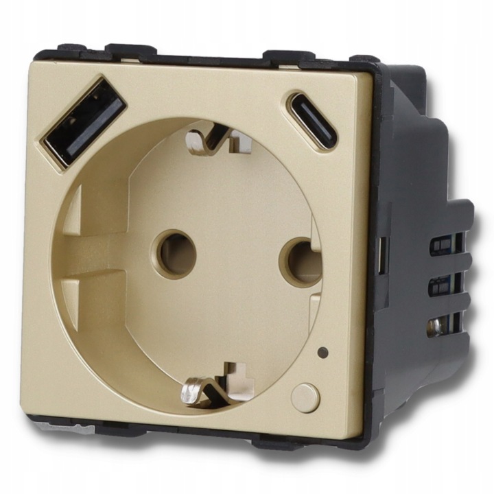 Schuko zásuvka bez kolíku pro měření energie ZigBee Usb A+c zlatá DC Smart Home