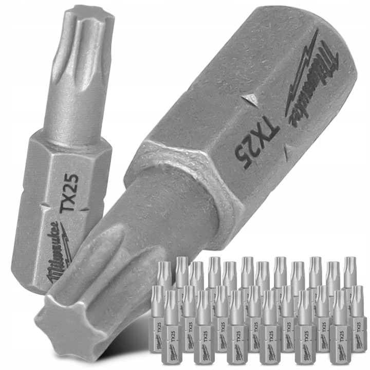 25 x Bit šroubováky Torx TX25 25 mm Magnetická koncovka Krátká Nerezová V8