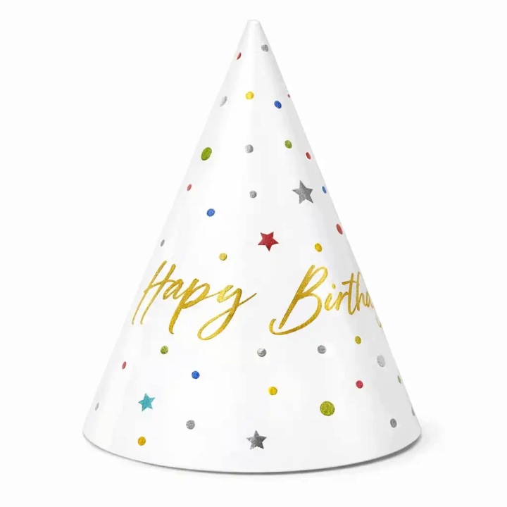 Шапочки паперові Happy Birthday Candles день народження для дітей кольорові 6sz