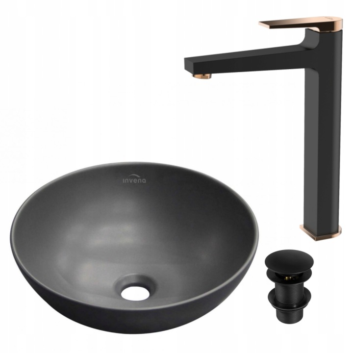 Vysoká umyvadlová baterie Midnight black/rose gold umyvadlo na desku