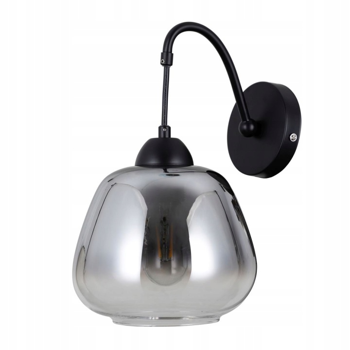 Nástěnná lampa Felis Černá Moderní E27 Sklo Kouřové Italux