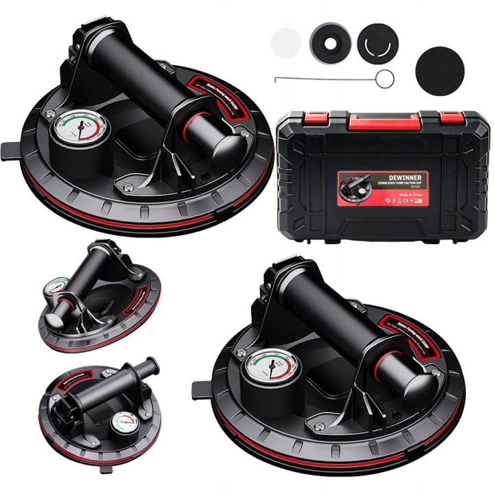 Přísavka s manometrem pro skleněné dlaždice x2 300 kg, přizpůsobení