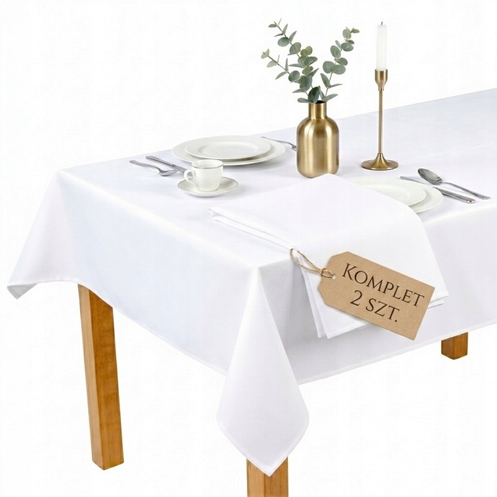 Sada Velkoobchod 2 ks Ubrus Bílý Skvrnitý Silný Restaurační 180 x 130 cm