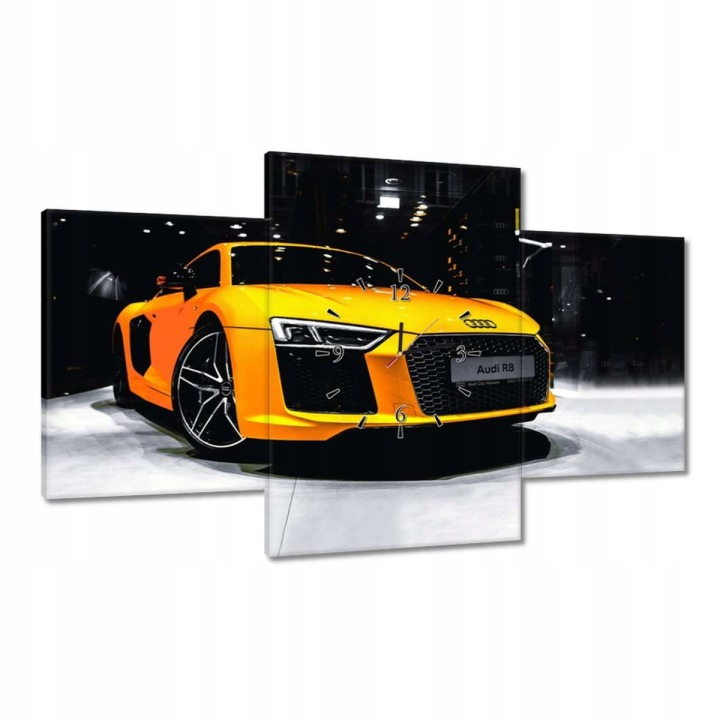 Hodiny 100x60 Žluté Audi R8