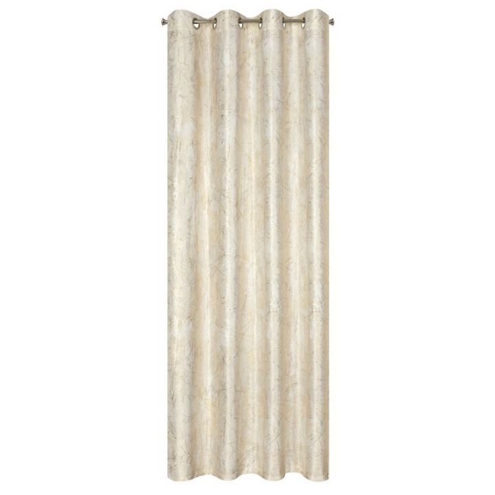 Závěs 140x250 krémový velurový metalický potisk