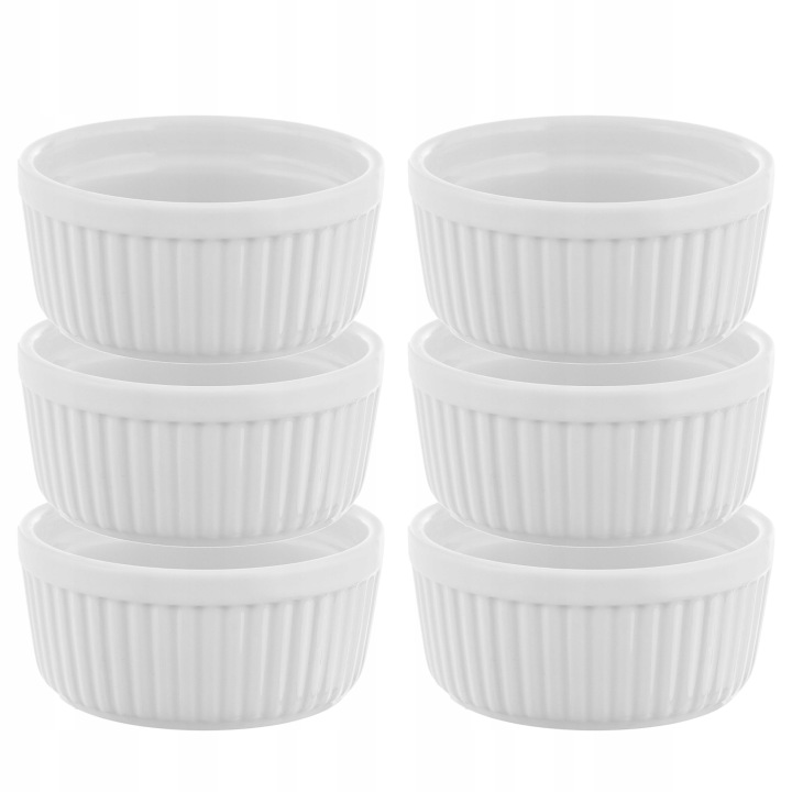 6 Kusů Zapékacích Kokilek 11 cm 250 ML Miska Bílá Žáruvzdorná Nádoba