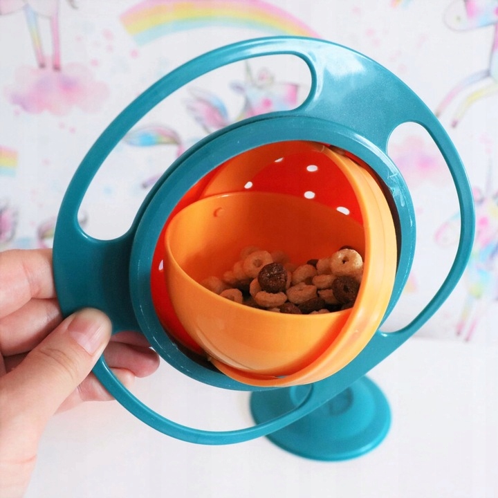 Мисочка миска непросипайка для дітей непроливайка GYRO BOWL поворотна 360 градусів — фото 8