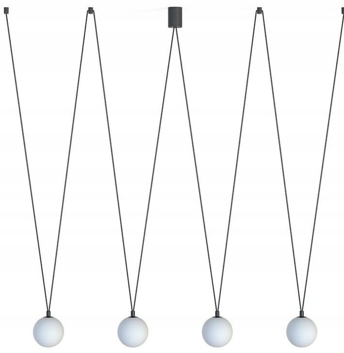 Závěsná lampa Sling Černá Bílá Skleněné Stínidla 4xG9 Stropní Svítidlo Pokoj