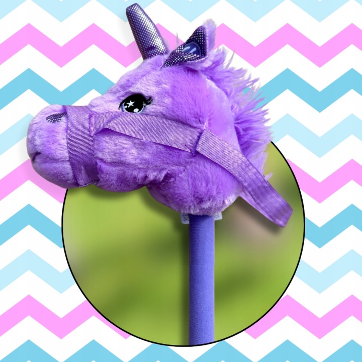 HOBBY HORSE кінь на палиці голова коня плюшева фіолетовий зі звуком