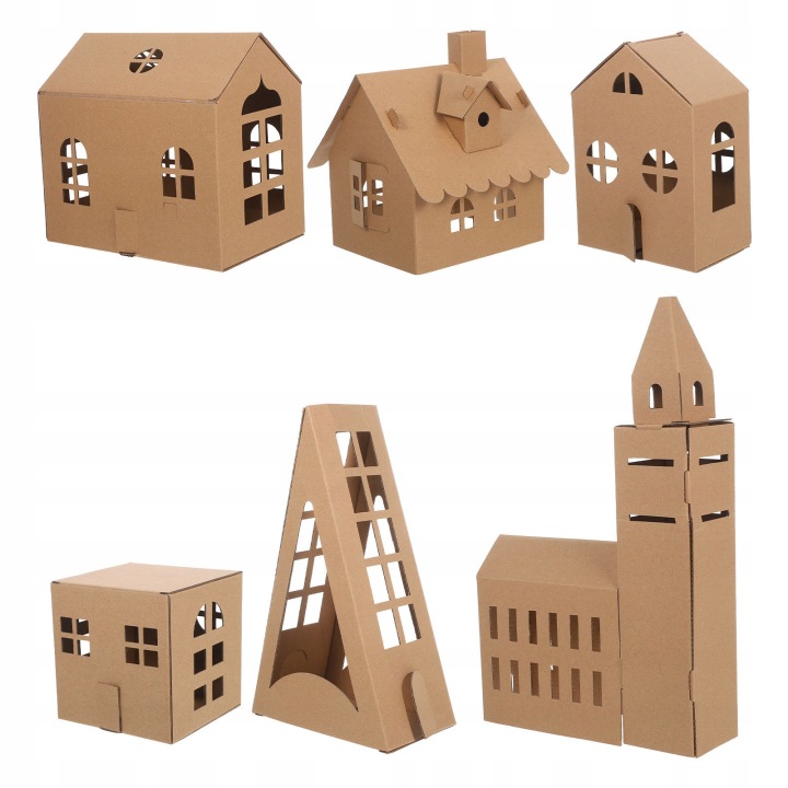 6 шт. Міцний Paper Cardboard House Набір для дітей Arts and Рукоділля — фото 4