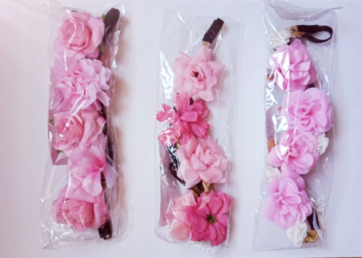 Віночок на голову Пов'язка білі Квіти бохо — фото 2