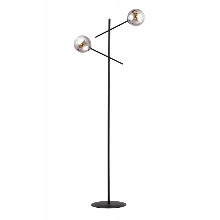 Stojací lampa Nicea černá 2x Skleněné stínidlo grafitová E14 stojací lampa