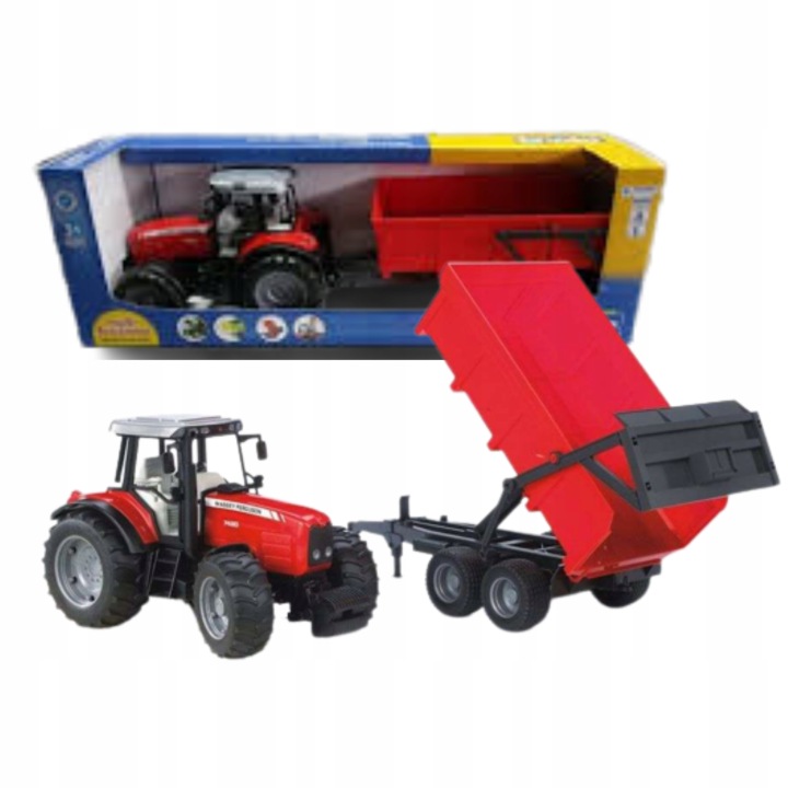 Іграшка Подарунок Трактор Bruder Massey Ferguson 7480 з причепом самоскидом — фото 3