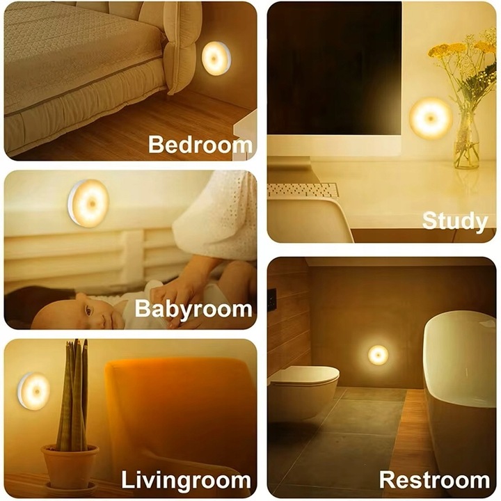 LAMPKA DO SYPIALNI 10 LED ŚCIEMNIANIE 5% CZUJNIK RUCHU MOCNA BATERIA CIEPŁA
