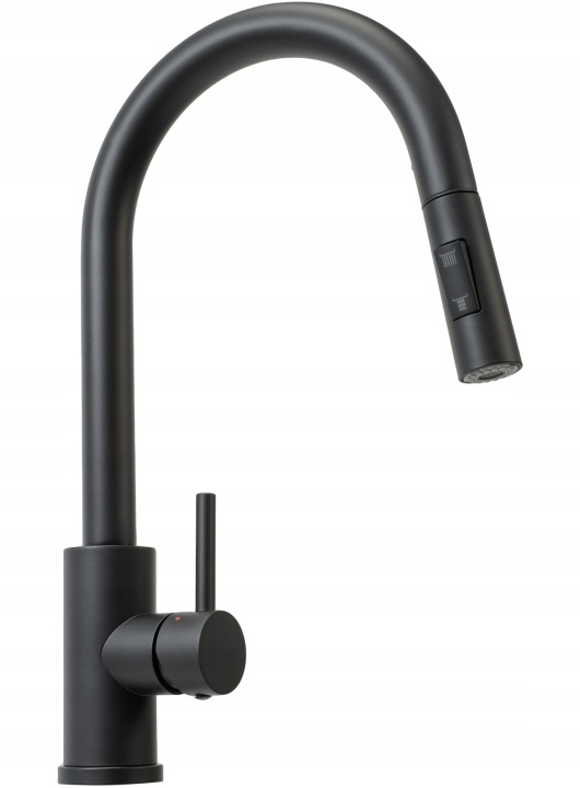 Pružná kuchyňská baterie S vytahovací sprškou, černá, dřezová