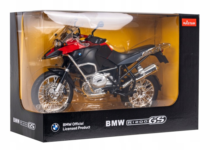 Мотоцикл BMW Р. 1200 GS червоний RASTAR модель 1:9 Металева кузов — фото 7