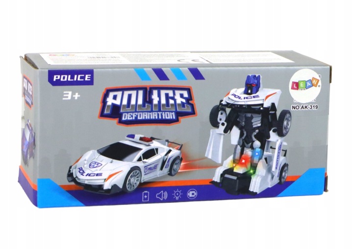 Автомобіль- Робот Поліція Білий 2 в 1 Трансформація Lean Toys — фото 4